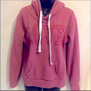 Pink "Love"Pullover Hoodie~M